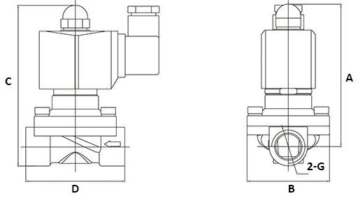 Клапан электромагнитный DN.ru VS300-NT-NC-24VDC 3/4ʺ Ду20 Ру10, соленоидный двухходовой, корпус - латунь, уплотнение - NBR, резьбовой, нормально закрытый, прямого действия, катушка - 24В