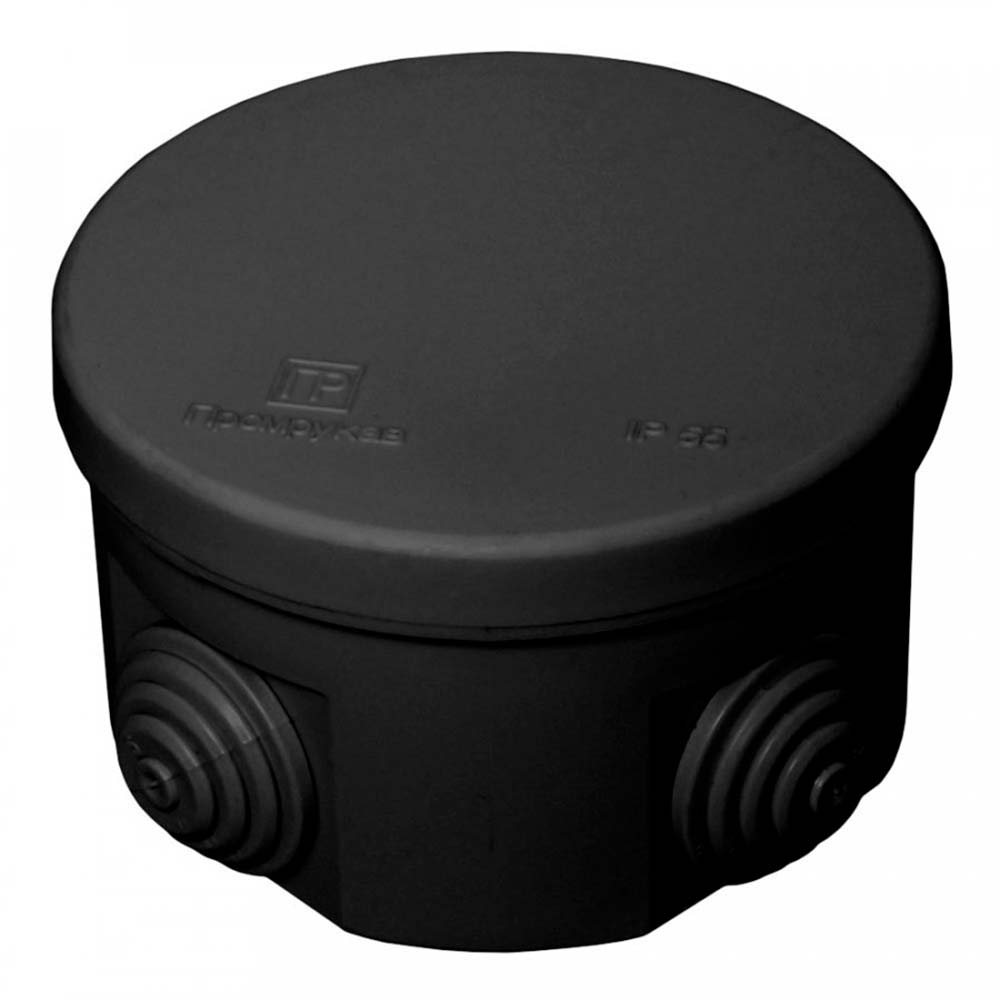 Коробка распределительная Промрукав для открытой проводки 80х50 мм, 4 ввода, IP55, черная